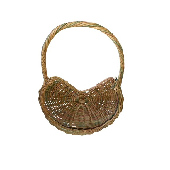 Vintage Hanging Wicker Flower Basket Handwoven Boho Cottagecore Plant Holder - Picture 8 of 14
